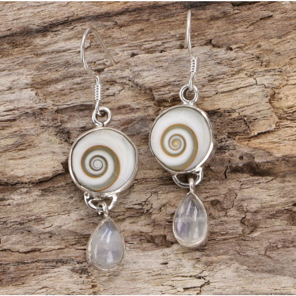 Ohrringe Shiva Eye mit Mondstein