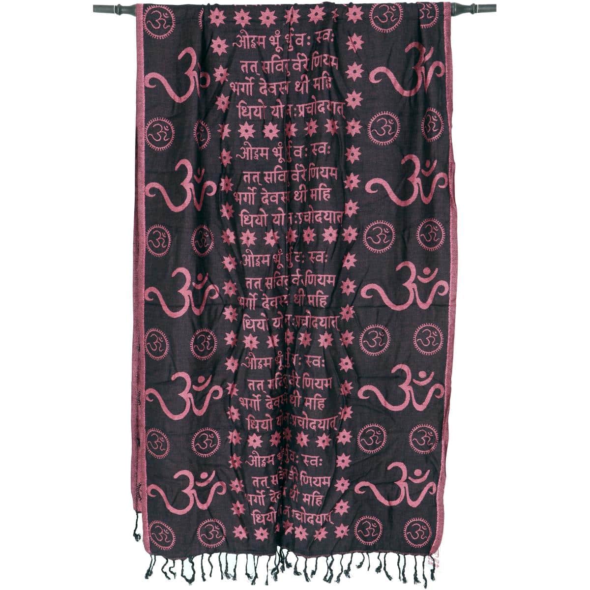 Yogaschal Om beidseitig tragbar in rosa schwarz