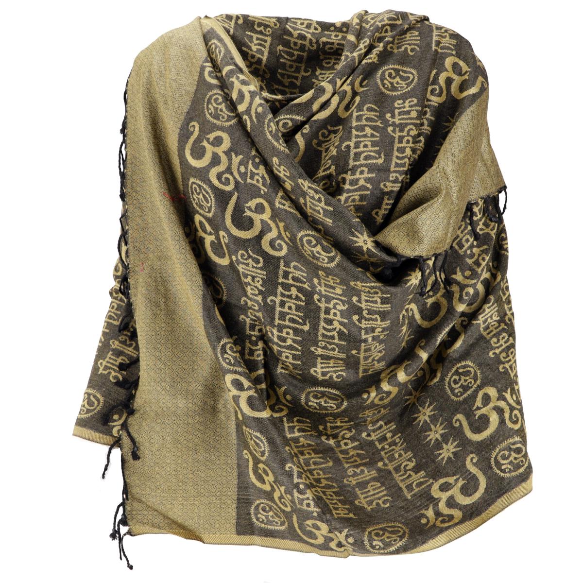 Om Schal aus Viskose mit Fransen in der Farbe gelb