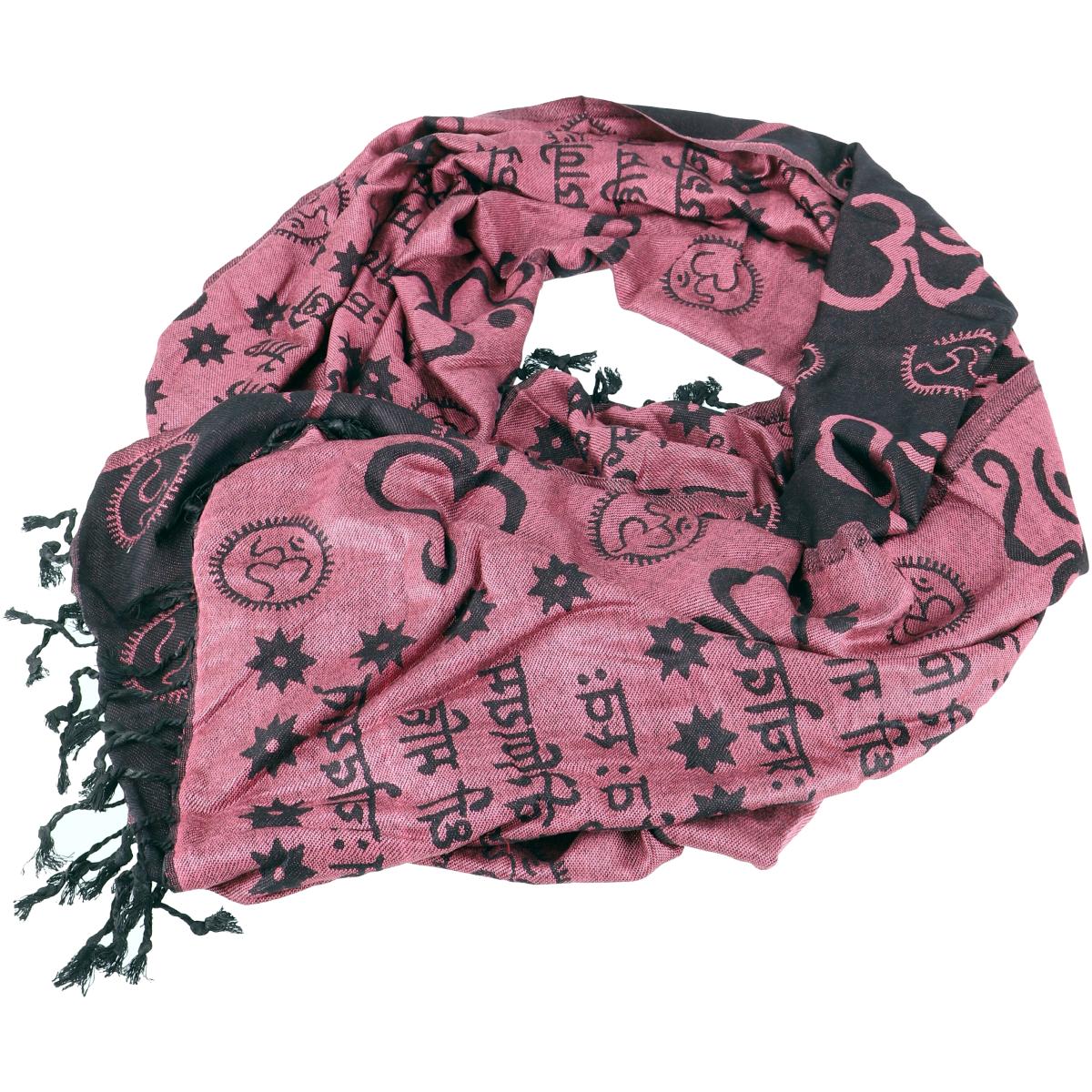 Yogaschal Om mit Fransen rosa