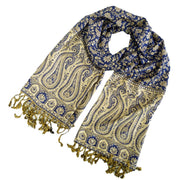 Indischer Pashmina Schal mit Paisley Muster in blau
