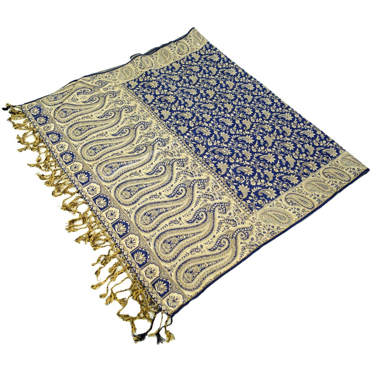 Pashmina Schal mit Paisley Muster in blau
