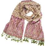 Pashmina Schal aus Indien mit Paisley Muster in pink