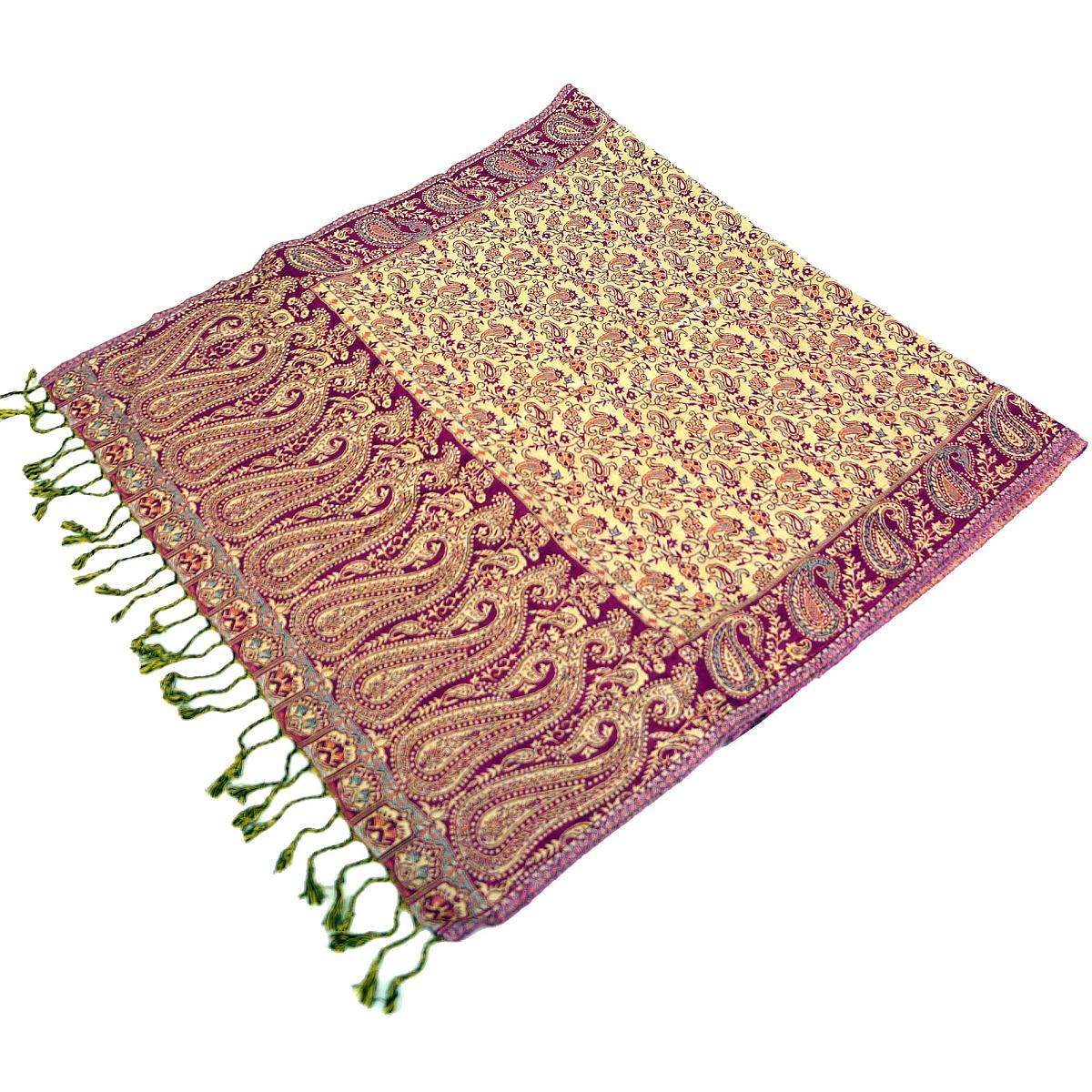 zusammengefalteter Pashmina Schal mit Paisley Muster in pink