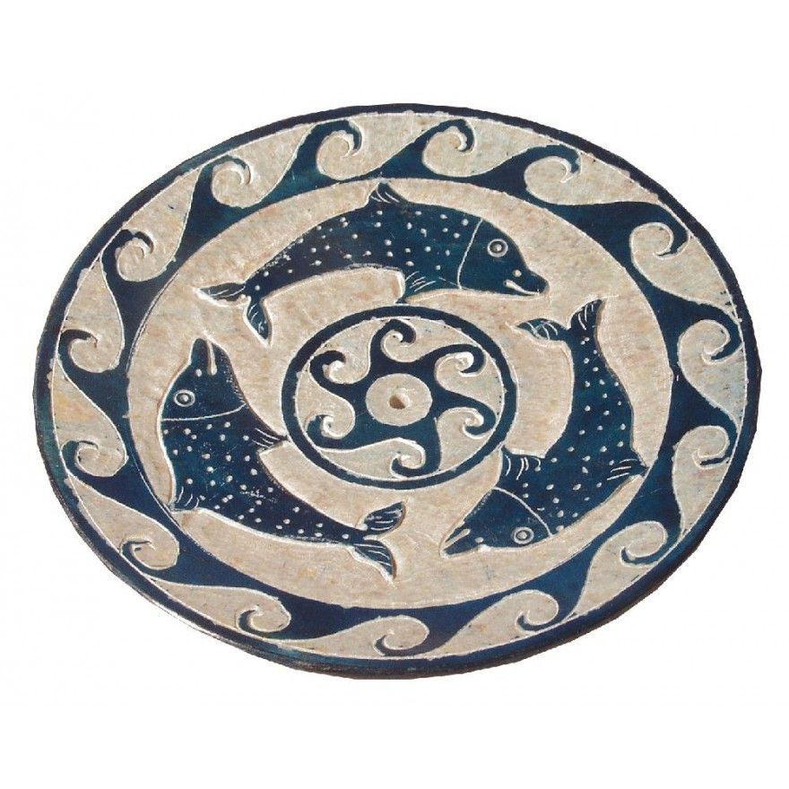 runder Räucherstäbchenhalter mit Delfin Motiv