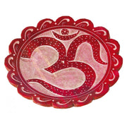 Raeucherstaebchenhalter aus Speckstein rund mit dem Om Symbol