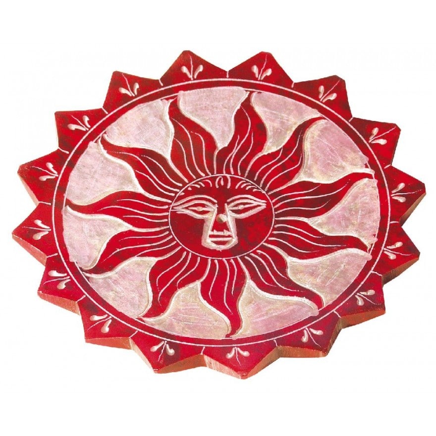 Räucherstäbchenhalter aus Speckstein mit Sonnenmotiv