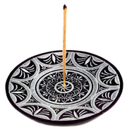 Räucherstäbchenhalter schwarz rund Sonnenmandala