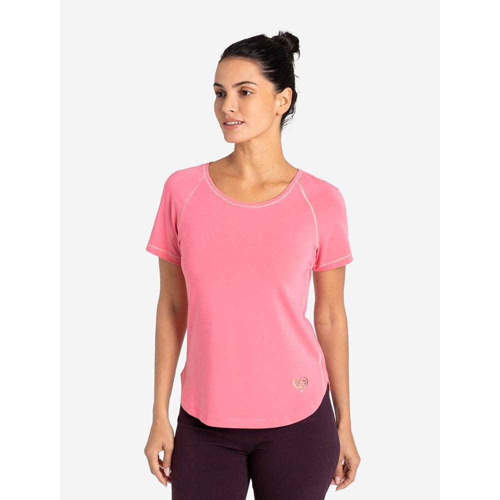 Yoga Shirt Damen kurzarm T-Shirt Raglan von Spirit of Om in der Farbe peach Vorderseite