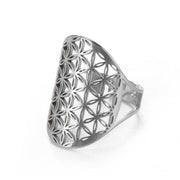 Ring Blume des Lebens aus Edelstahl verstellbar