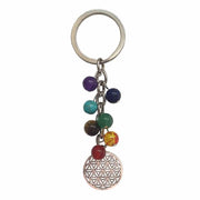 Schluesselanhaenger Blume des Lebens mit Chakrasteinen