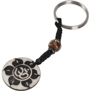 Ethno Schlüsselanhänger aus Tibet mit Yakknochen Om Sonne