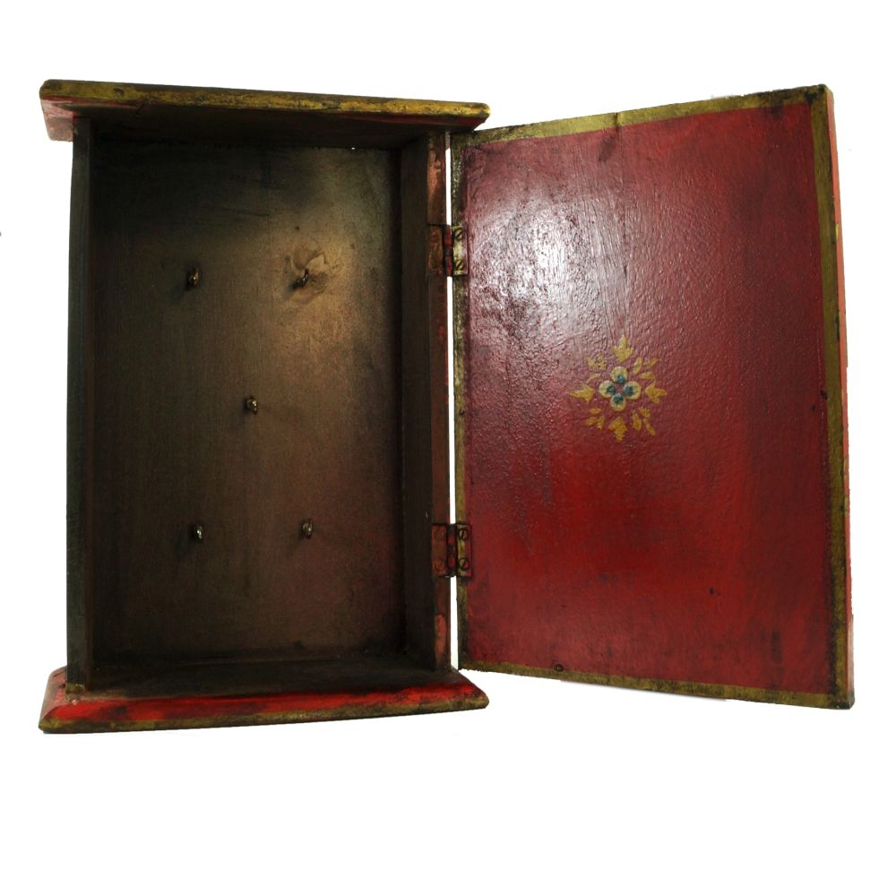 Schlüsselkasten aus Indien aus Holz handbemalt Innenansicht