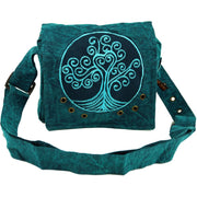 Schultertasche Tree of Life in petrol