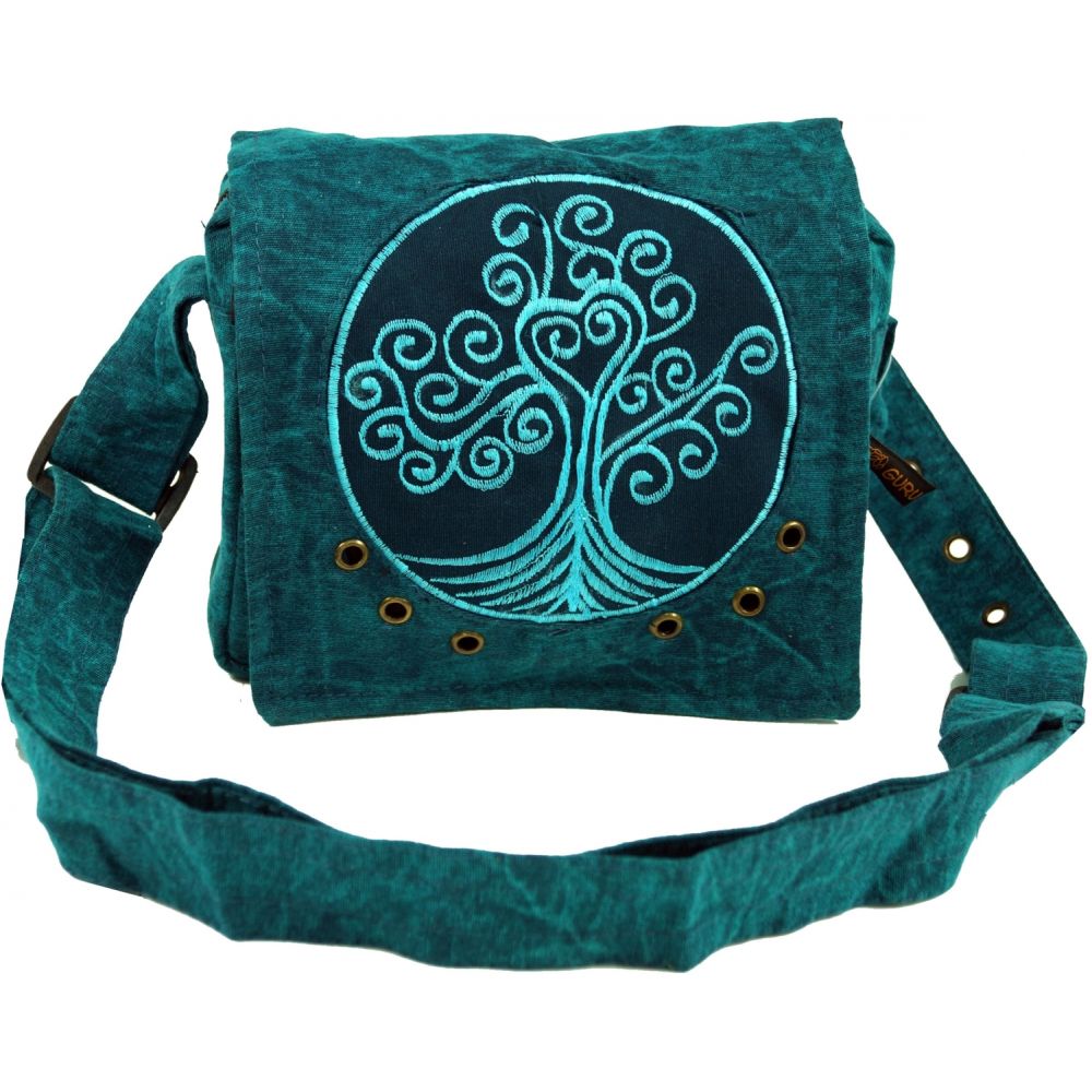 Schultertasche Tree of Life in petrol