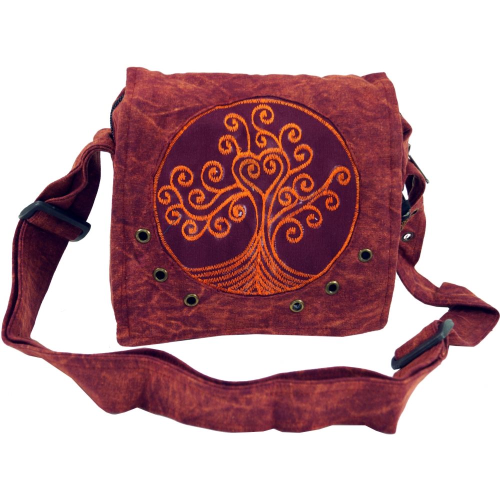 Schultertasche Tree of Life in rostrot