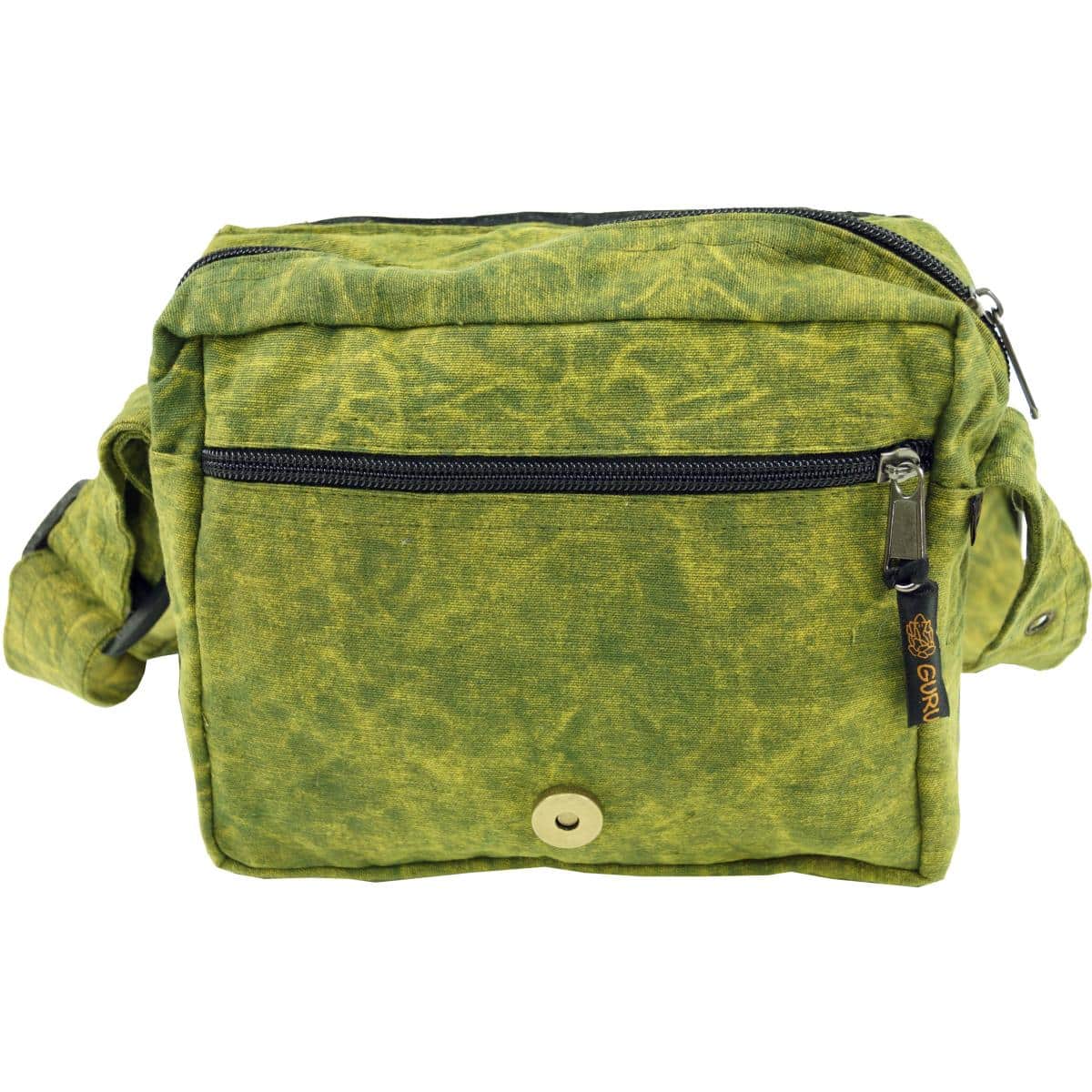 Ethno Schultertasche in grün mit schöner Stickerei Tree of Life und Reissverschluss