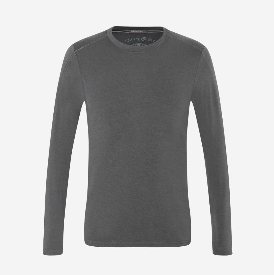 Spirit of Om Bambus Langarmshirt für Herren in turmalingrau Vorderansicht