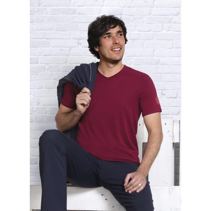 Spirit of Om Bambus Shirt kurzarm Herren bordeaux