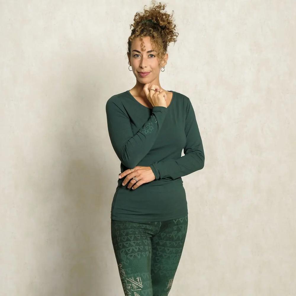 Spirit of Om Yoga Shirt Langarm smaragd