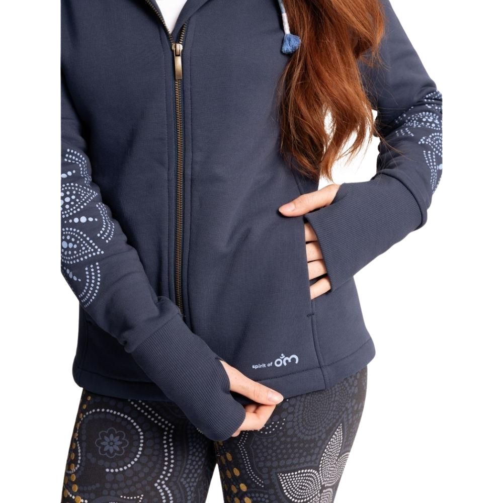 Spirit of Om Sweatjacke Maui tiefblau mit Daumenloechern