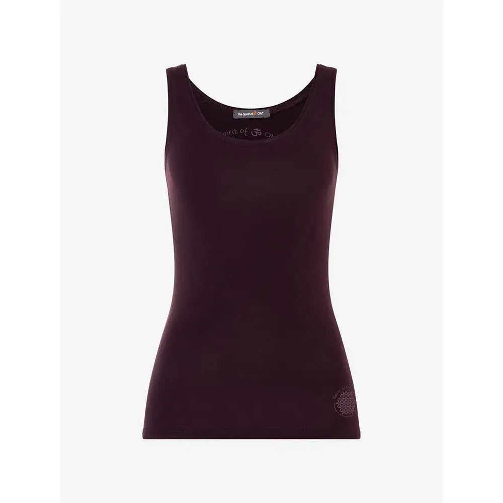 damen tank top aubergine von Spirit of Om mit der blume des Lebens