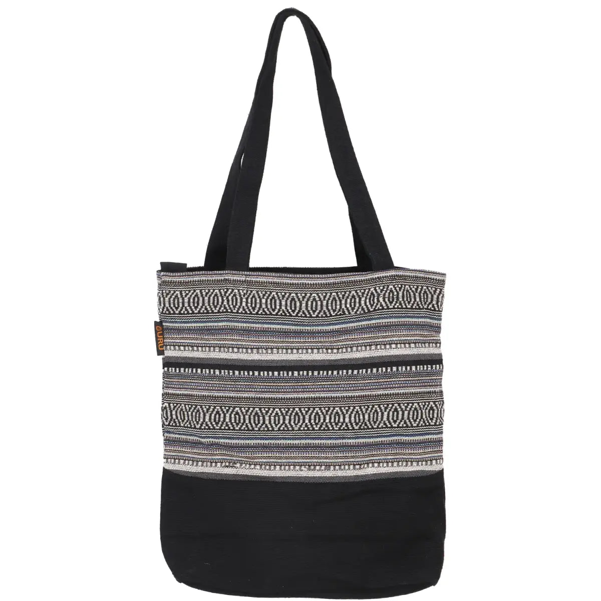 Ethno Tasche schwarz weiss Stofftasche Shopper aus fester Baumwolle