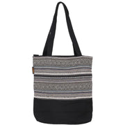 Ethno Tasche schwarz weiss Stofftasche Shopper aus fester Baumwolle
