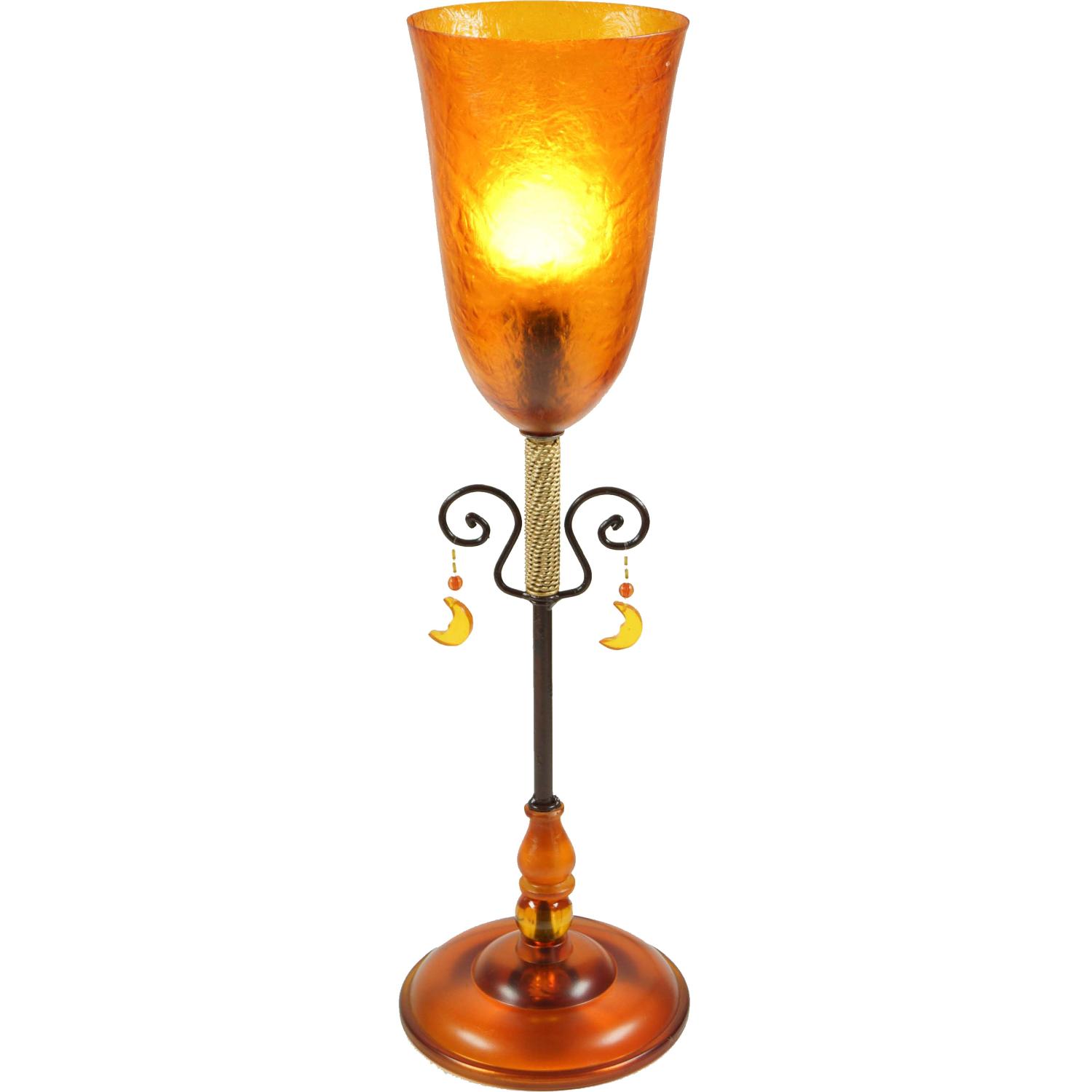 Tischleuchte aus Fiberglas orange 50cm hoch