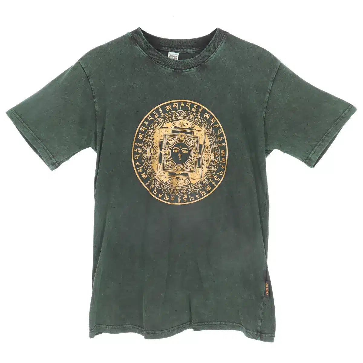 Shirt Yoga für Herren mit Mandala Print in stonewash grün aus Baumwolle