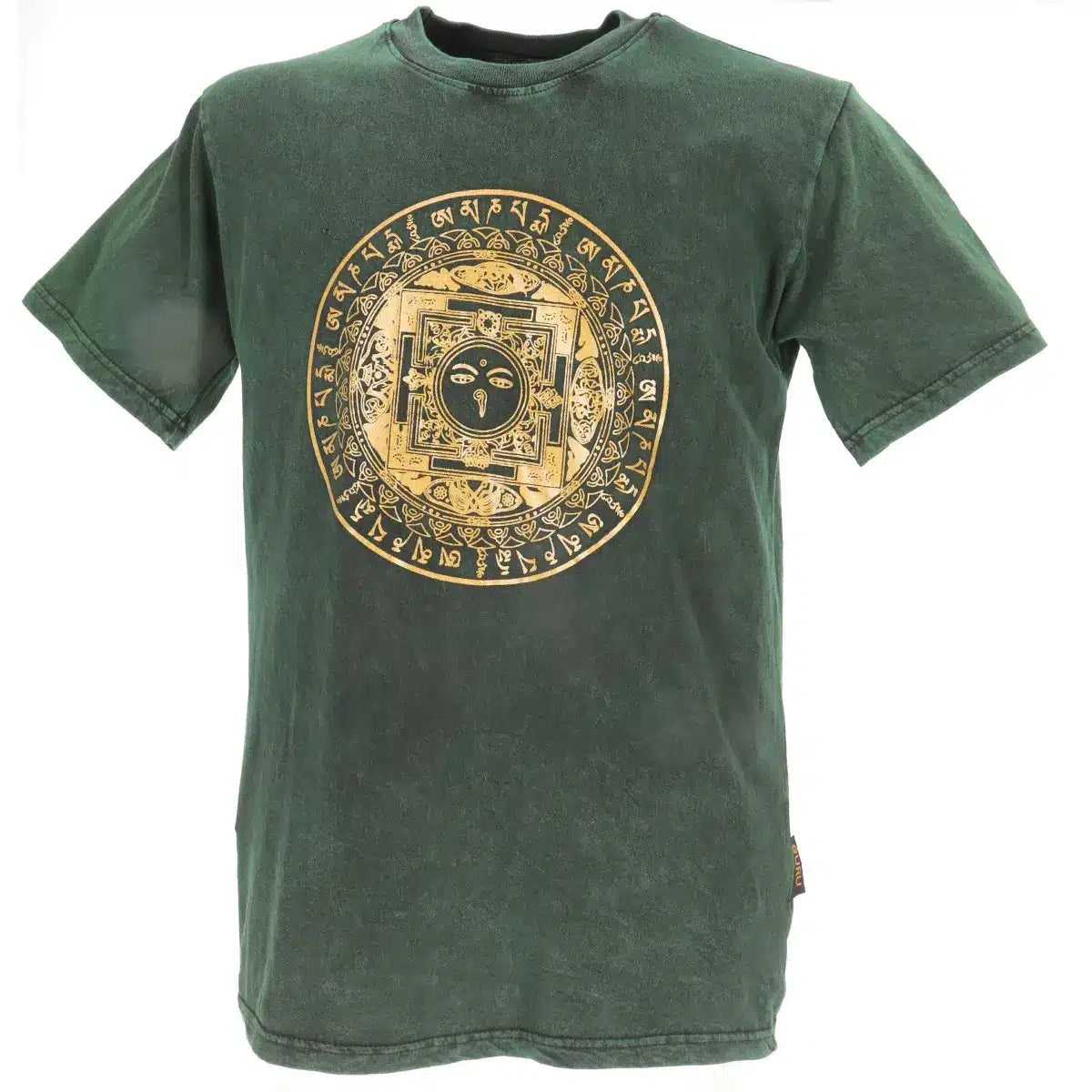 Shirt Yoga für Herren mit Mandala Print in stonewash grün