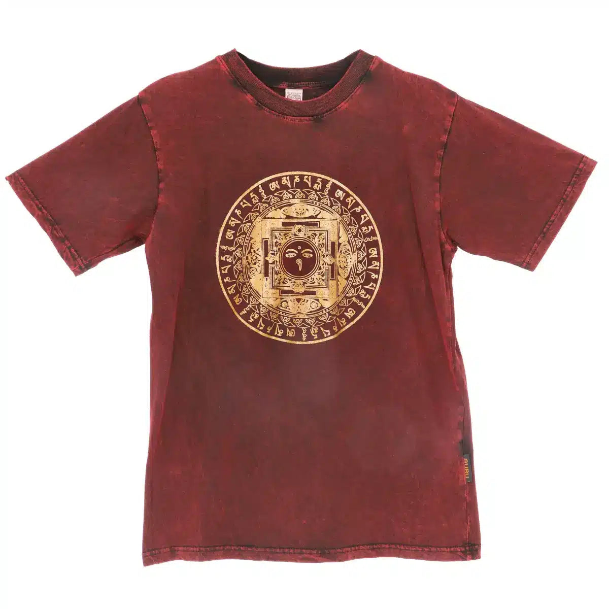 t shirt mandala in rot mit print in gold fair trade aus Nepal Yoga Shirt Herren