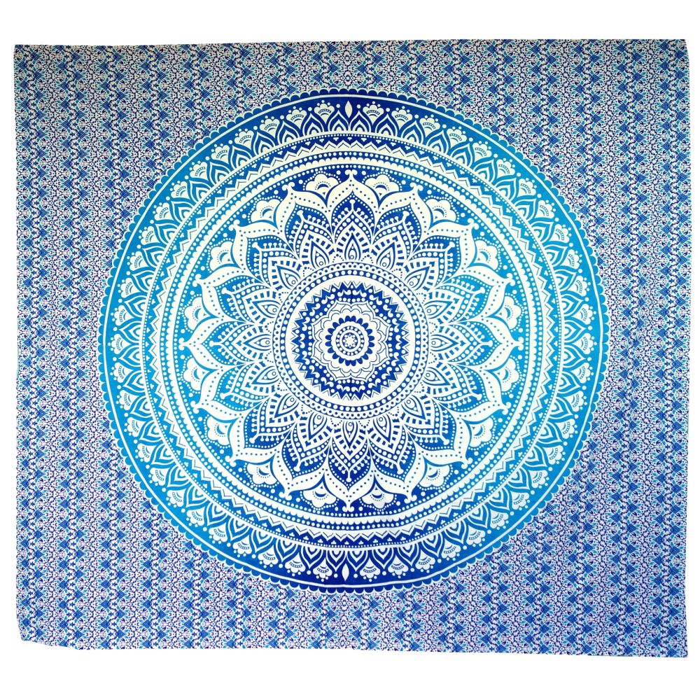 Wandbehang oder indische Tagesdecke blau türkis