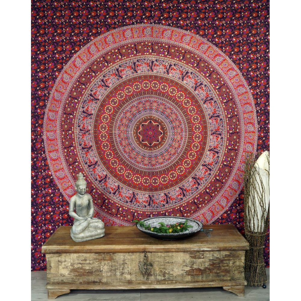 Mandala Wandbehang aus Indien in warmen Rottönen