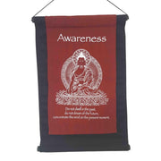 Wandbehang Awareness in kastanienbraun mit Buddha Motiv