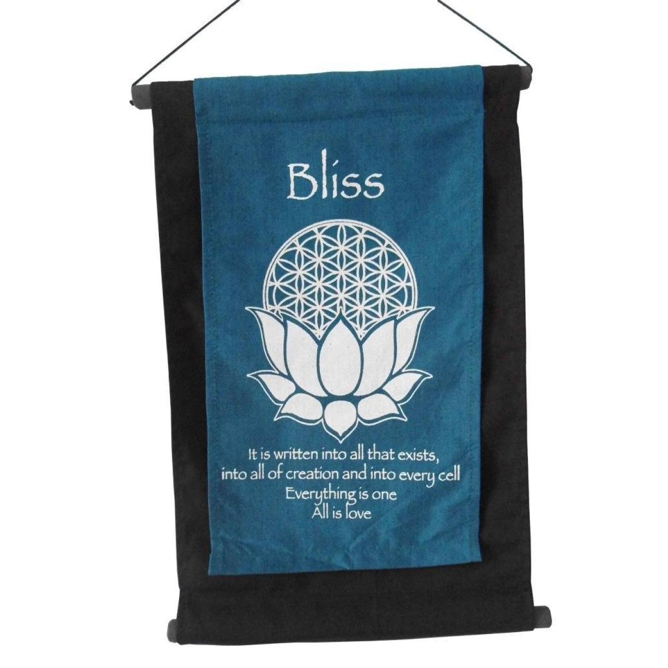 Wandbehang mit dem Motiv Lotus und Blume des Lebens und der Weisheit 'Bliss'