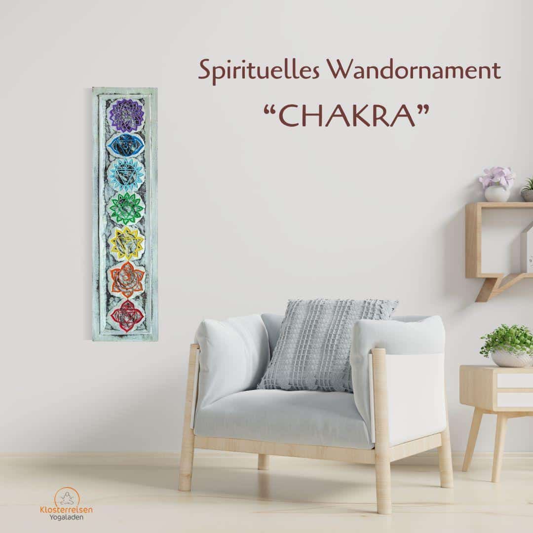 Wandornament Chakra auf Holz in shabby chic
