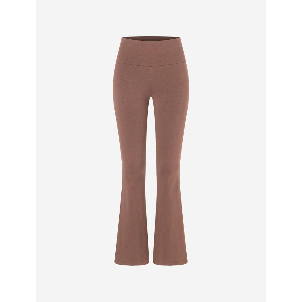 Wellness Hose Vipra von Spirit of Om in Cacaobraun mit hohem Bund und goldenen Symbolen