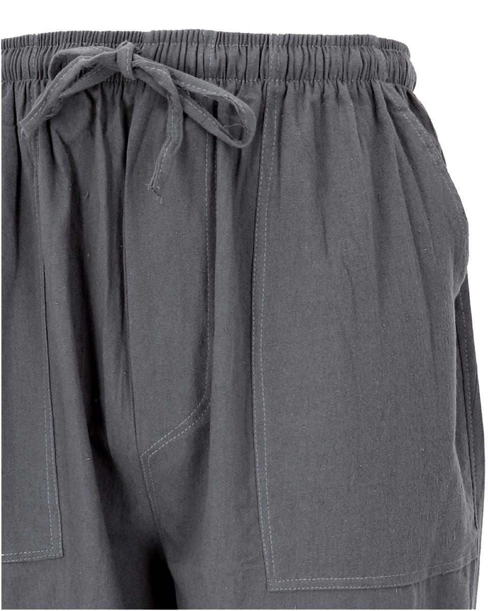 Graue Yogahose für Männer aus 100 Prozent Baumwolle mit Seitentaschen