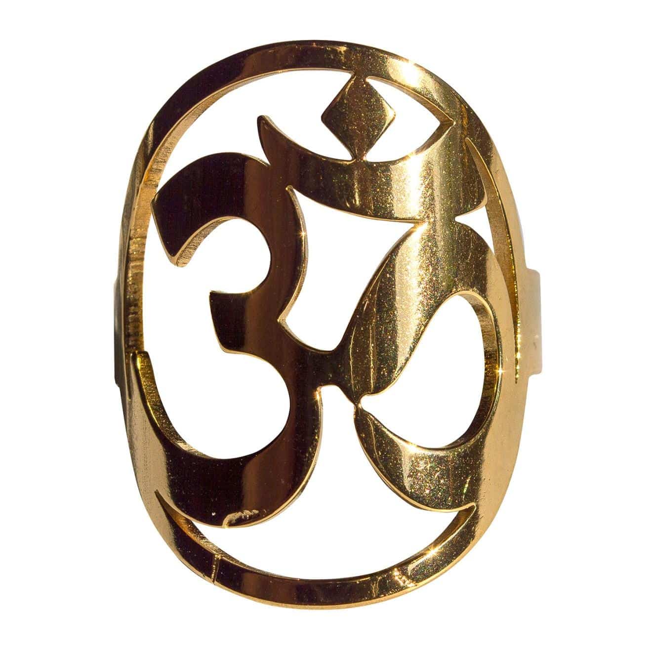 Yoga Ring Om aus Edelstahl vergoldet