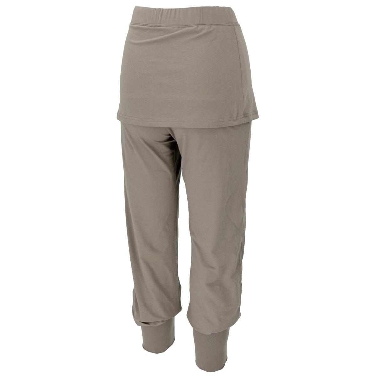 Yogahose mit Rockbund und Stulpen Seitenansicht in der Farbe Chai von Guru
