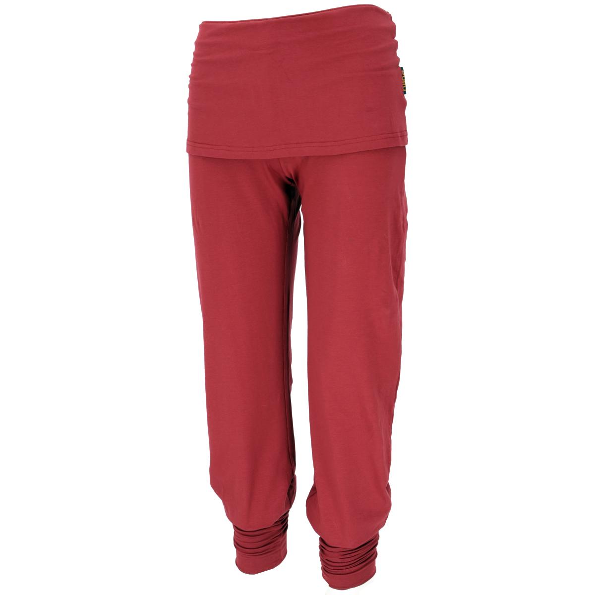 Yogahose mit Rock und Stulpen in der Farbe paprika rot Seitenansicht