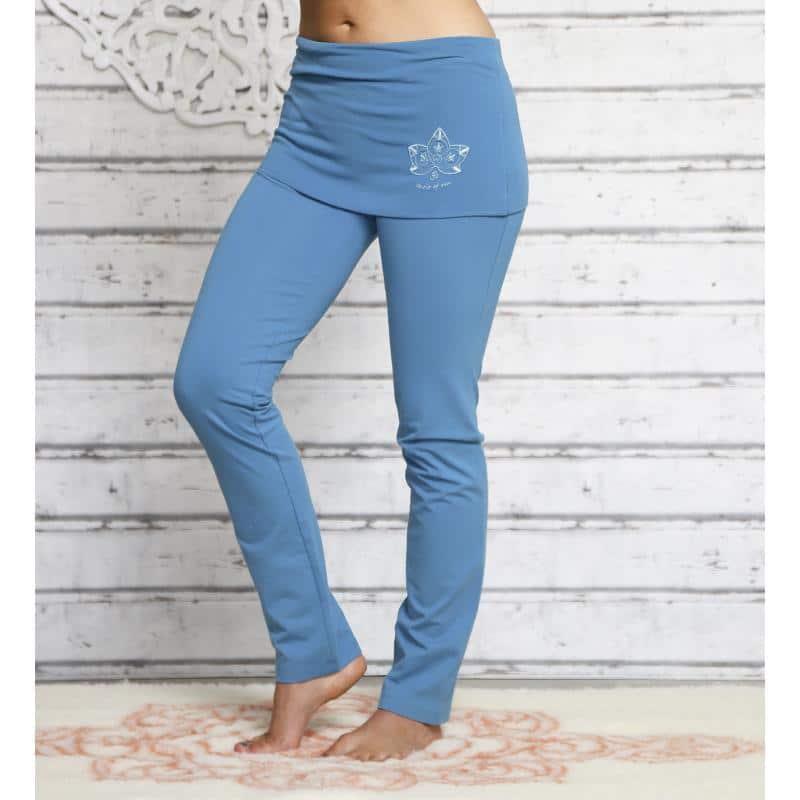 Yogahose mit Rockbund aloha blau beine