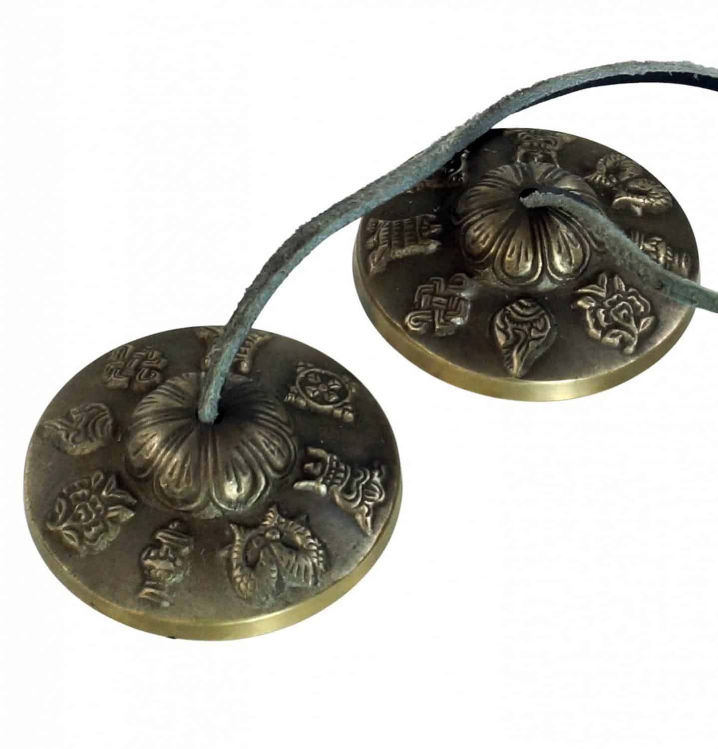 Zimbel Tempelgloeckchen mit tibetischen Glueckssymbolen