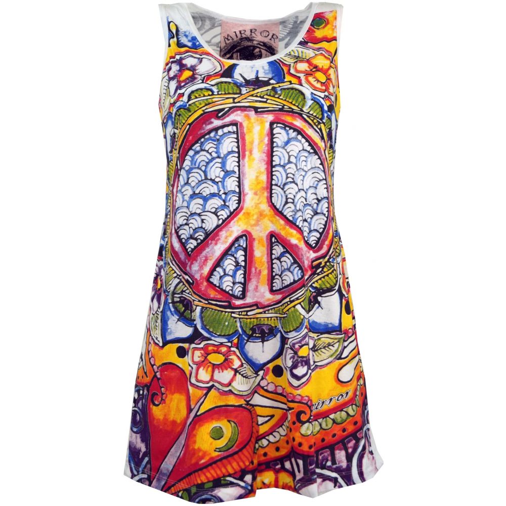 Mirror Top Peace Minikleid mit Peace Zeichen bunt