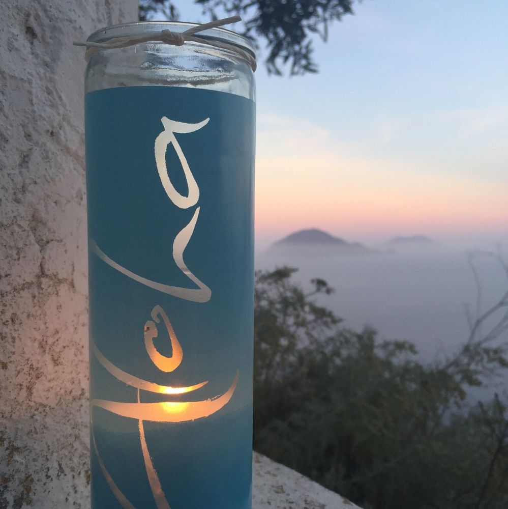 Sign Kerze 'Aloha' blau