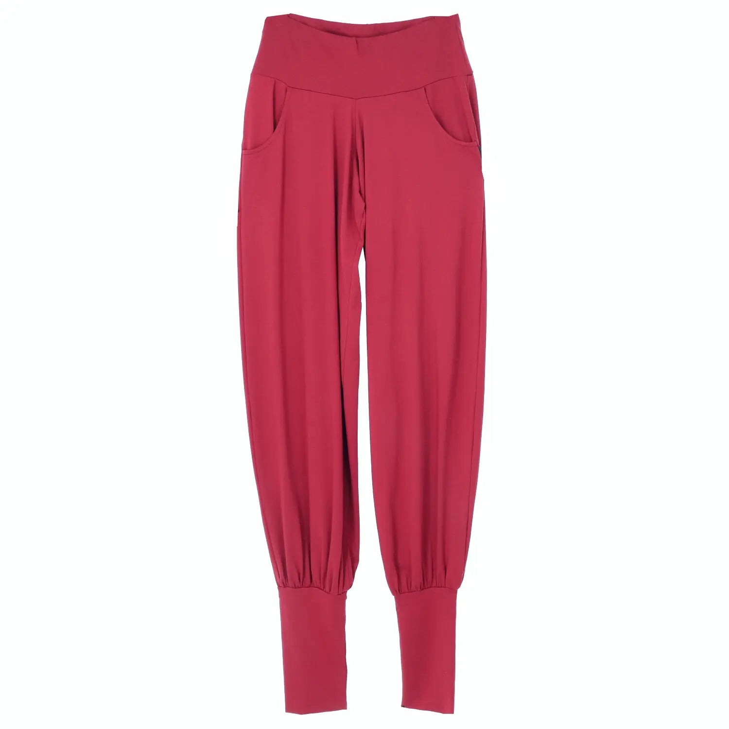 Yogahose mit hohem Bund, Stulpen und Taschen Paprika