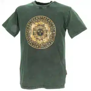 Shirt Yoga für Herren mit Mandala Print in stonewash grün