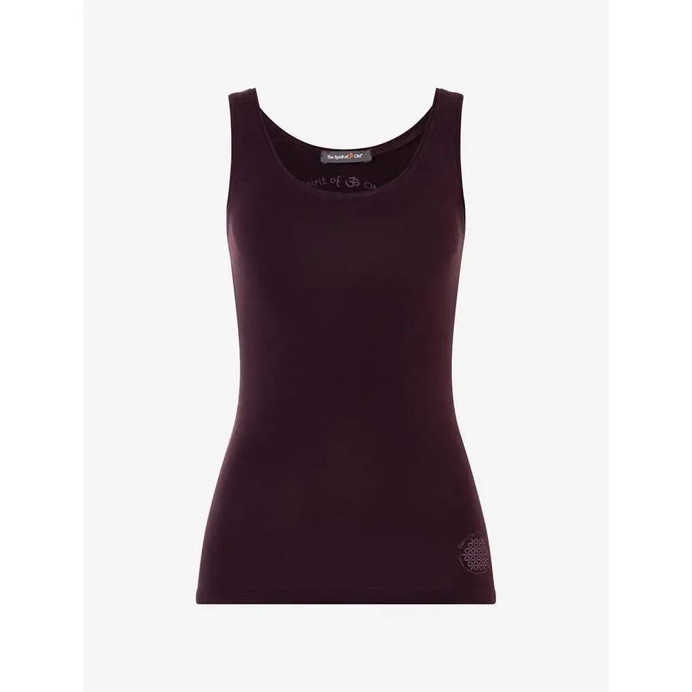 damen tank top aubergine von Spirit of Om mit der blume des Lebens