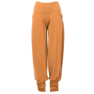 Yogahose mit hohem Bund, Stulpen und Taschen in Curry